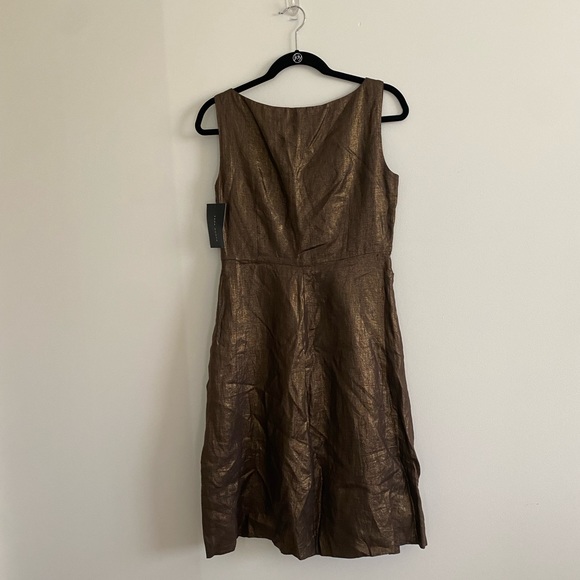 Zara NWT Bronze Linen Dress - Picture 2 of 6